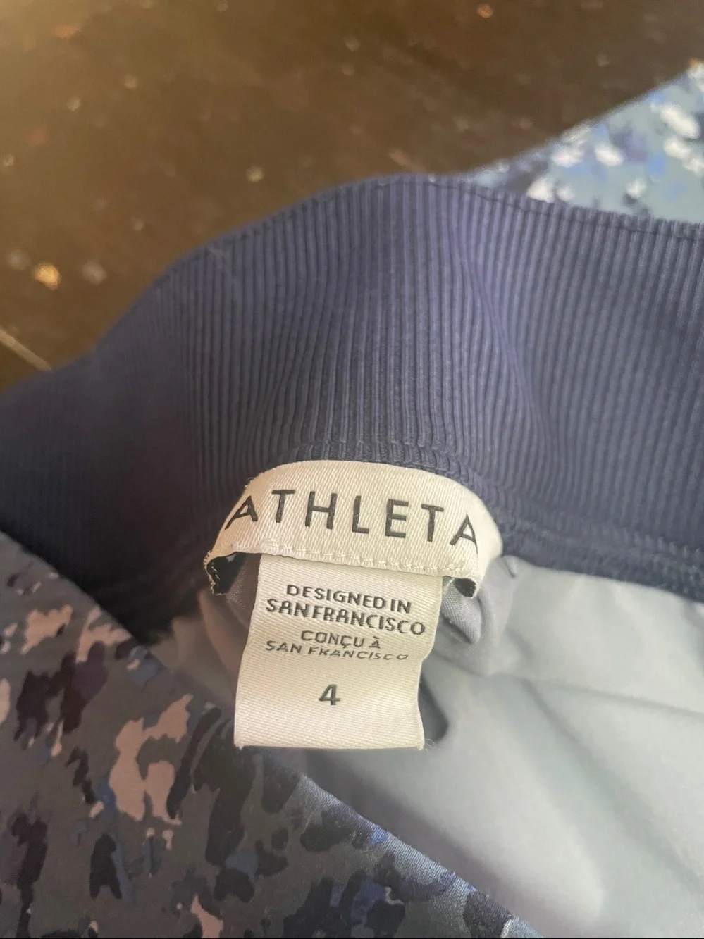 Athleta The Brooklyn Ankle Pant Captivate Chrome Blue Camo Size 4.